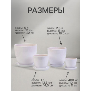 Кашпо набор из 4-х керамика 0,4л, 1л, 2,5л, 5л  Художественная керамика